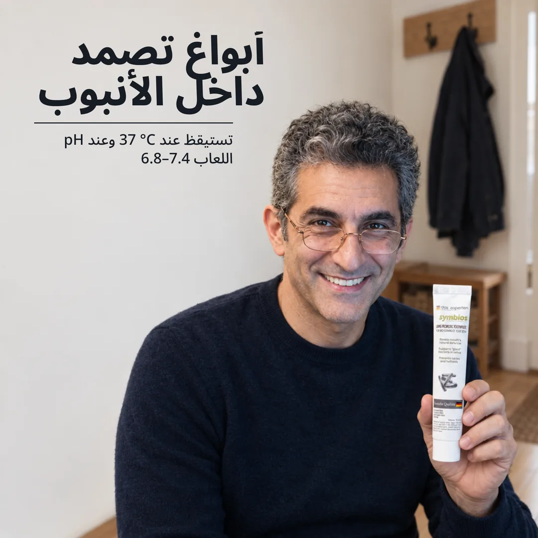 أبواغ تصمد داخل الأنبوب — تستيقظ عند 37 °C وعند pH اللعاب 6.8–7.4