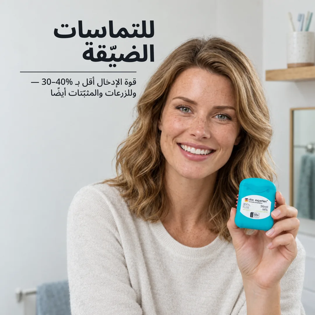للتماسات الضيّقة — قوة الإدخال أقل بـ 30–40% — وللزرعات والمثبّتات أيضًا