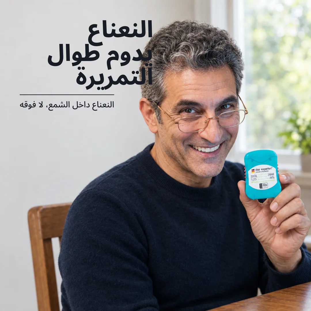 النعناع يدوم طوال التمريرة — النعناع داخل الشمع، لا فوقه