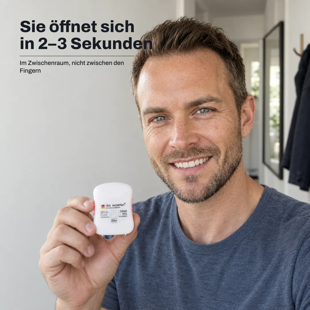 Sie öffnet sich in 2–3 Sekunden — Im Zwischenraum, nicht zwischen den Fingern