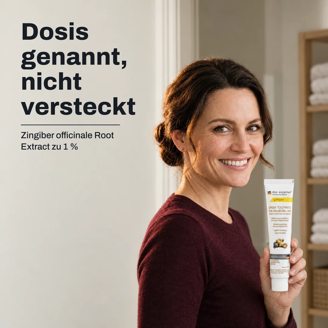 Dosis genannt, nicht versteckt — Zingiber officinale Root Extract zu 1 %