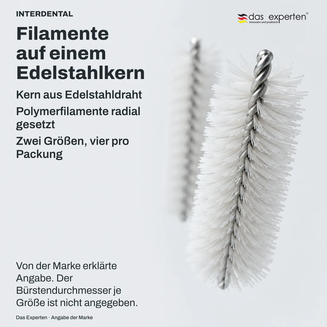 Konstruktionsstudie: ein Drahtkern mit radial gesetzten Filamenten, schematisch, dazu zwei abstrakte Größenmarken