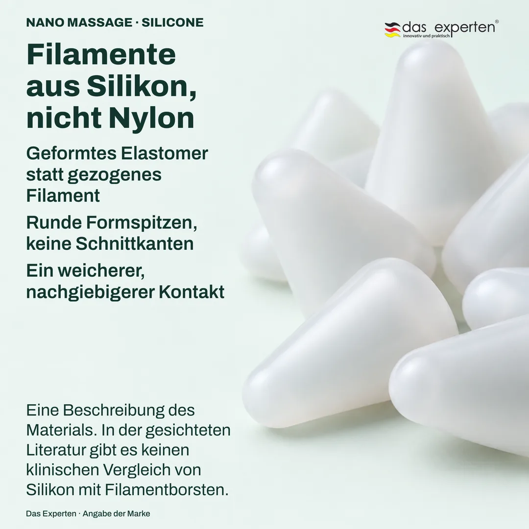 Texturstudie geformter Silikonspitzen in nicht maßstäblicher Vergrößerung: Materialoberfläche und rund geformtes Ende