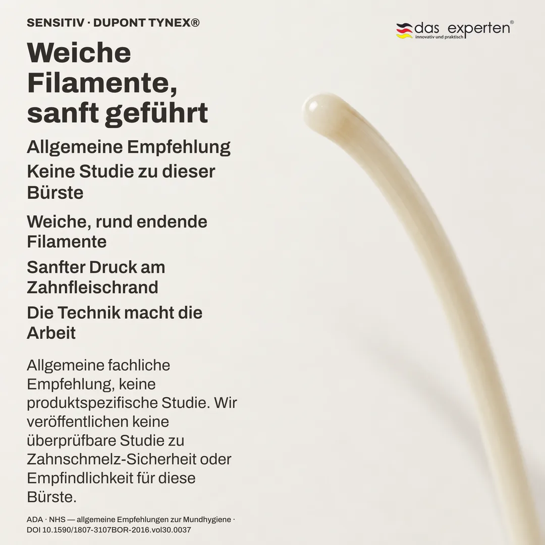 Filamentstudie: ein weiches Filament, nicht maßstäblich, mit rund geformtem Ende, das nachgibt statt zu widerstehen