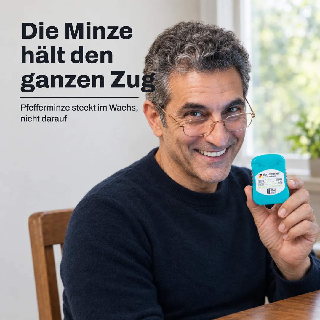 Die Minze hält den ganzen Zug — Pfefferminze steckt im Wachs, nicht darauf