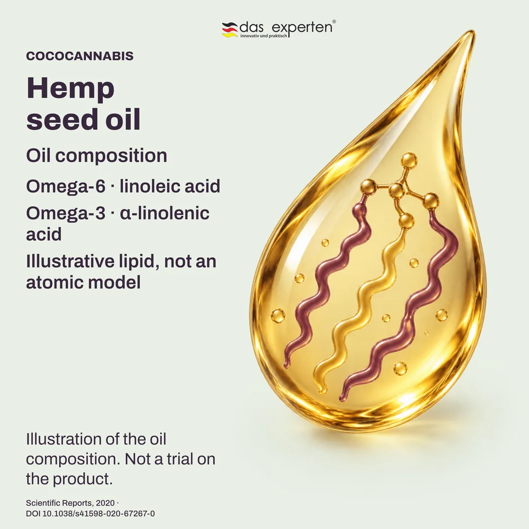 Schematic lipids of hemp seed oil: omega-6 linoleic acid and omega-3 α-linolenic acid in the oil composition