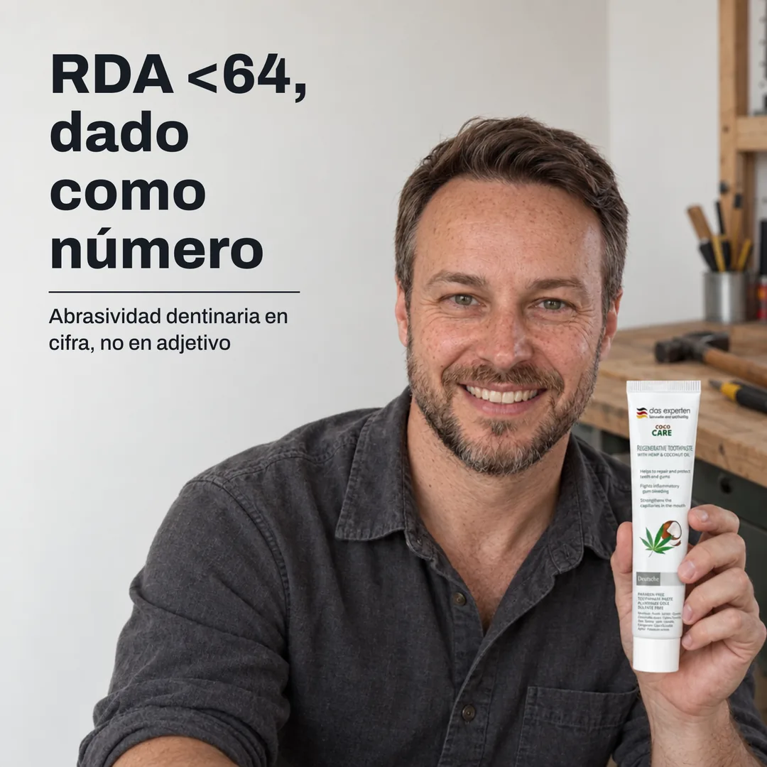 RDA <64, dado como número — Abrasividad dentinaria en cifra, no en adjetivo