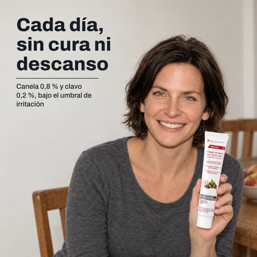Cada día, sin cura ni descanso — Canela 0,8 % y clavo 0,2 %, bajo el umbral de irritación