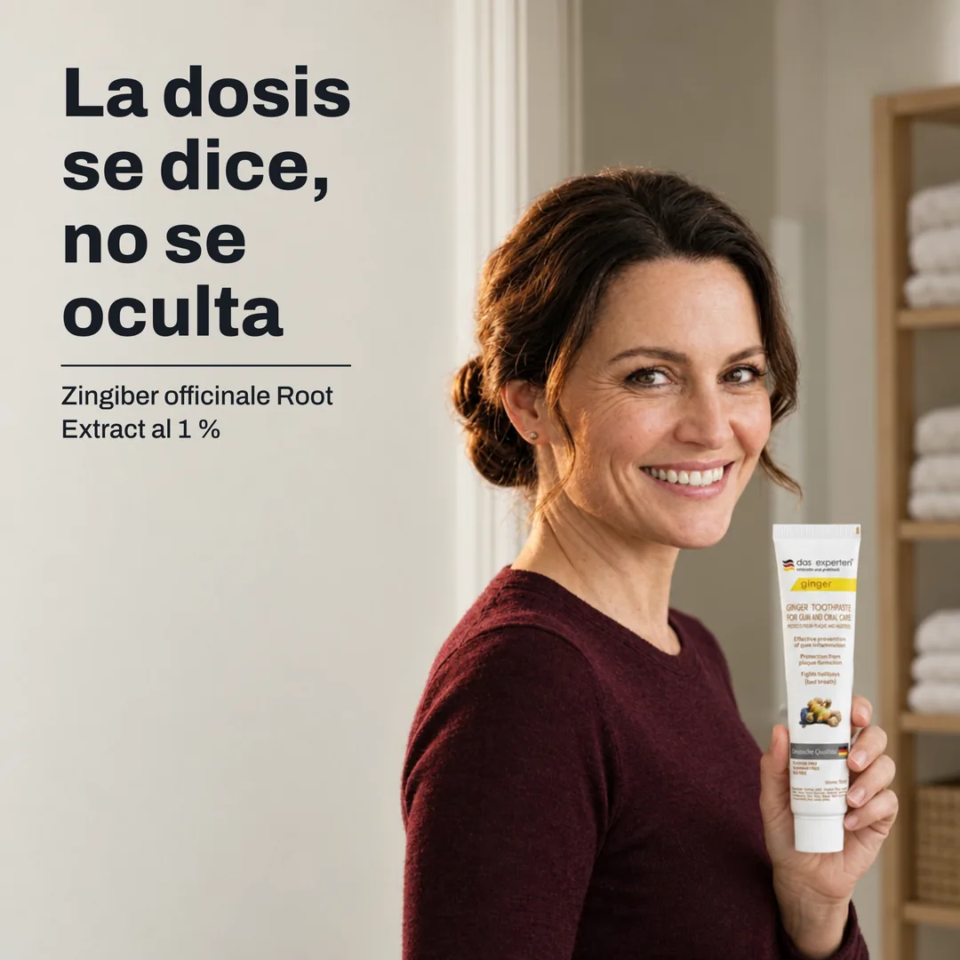 La dosis se dice, no se oculta — Zingiber officinale Root Extract al 1 %