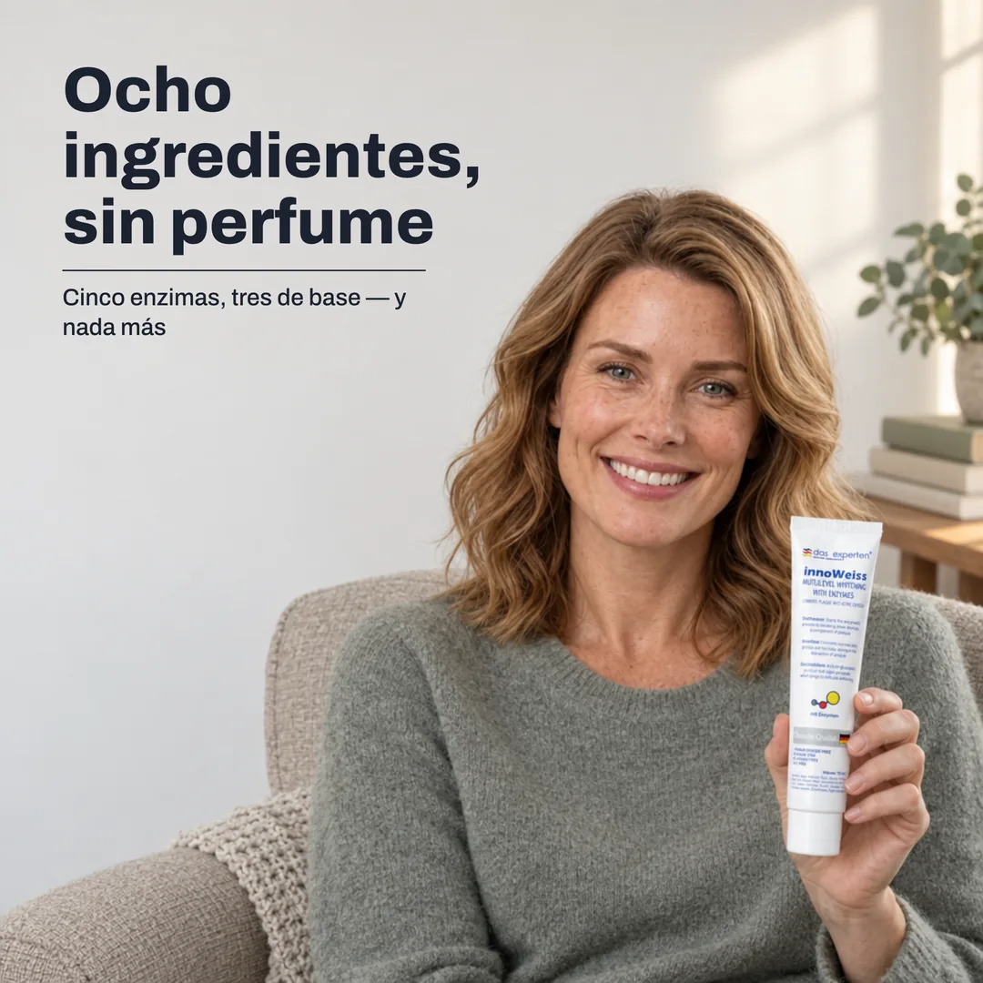Ocho ingredientes, sin perfume — Cinco enzimas, tres de base — y nada más