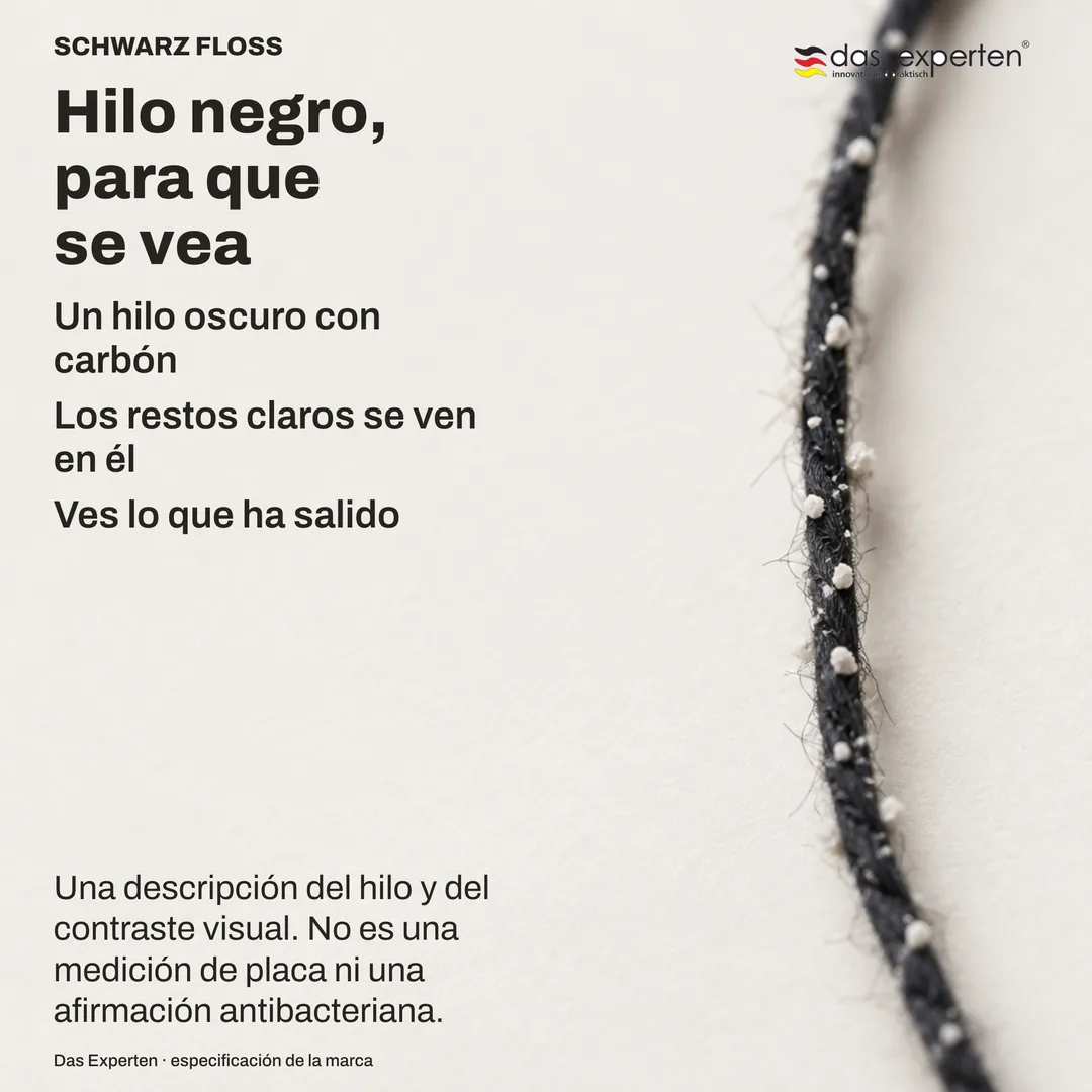 Estudio de contraste: material claro sobre un hilo fino y oscuro; el tema es la visibilidad de uno sobre el otro