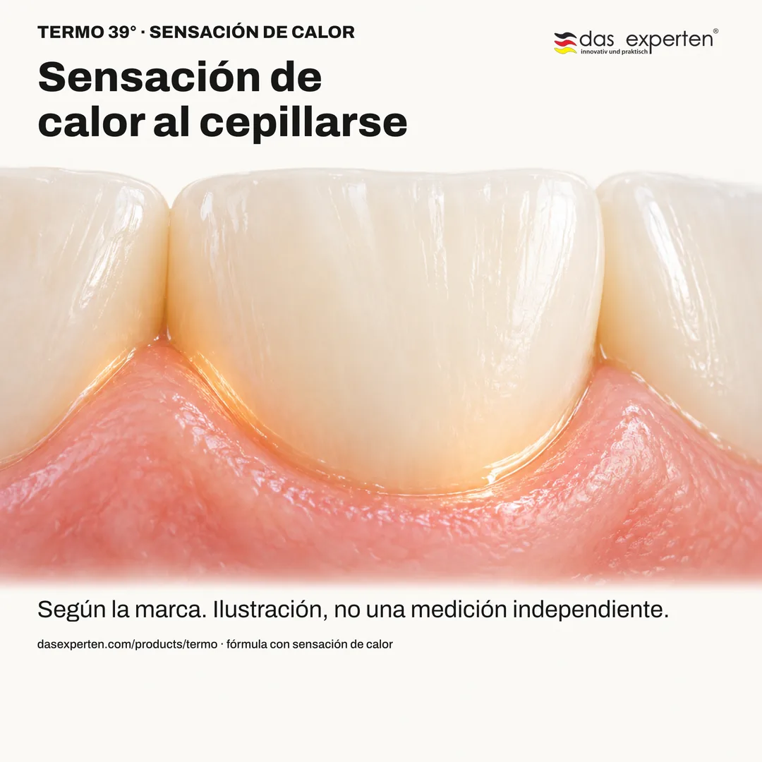 Ilustración de una sensación de calor al cepillarse con TERMO 39°, una característica sensorial según la marca