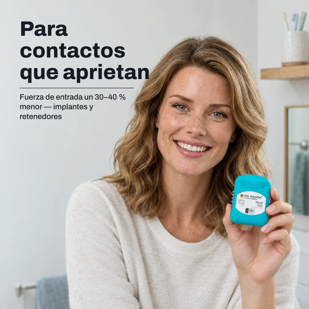 Para contactos que aprietan — Fuerza de entrada un 30–40 % menor — implantes y retenedores