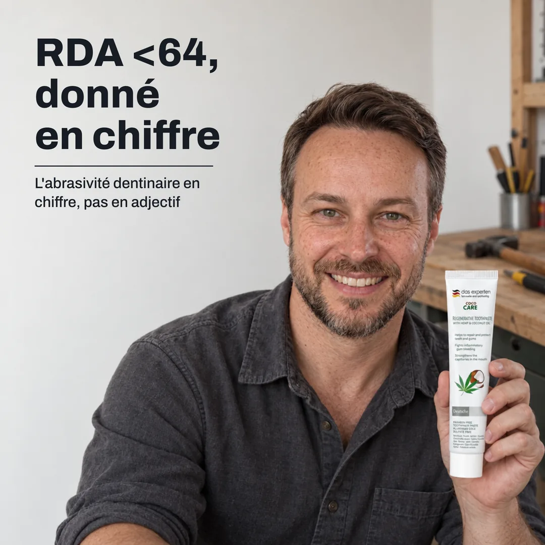 RDA <64, donné en chiffre — L'abrasivité dentinaire en chiffre, pas en adjectif