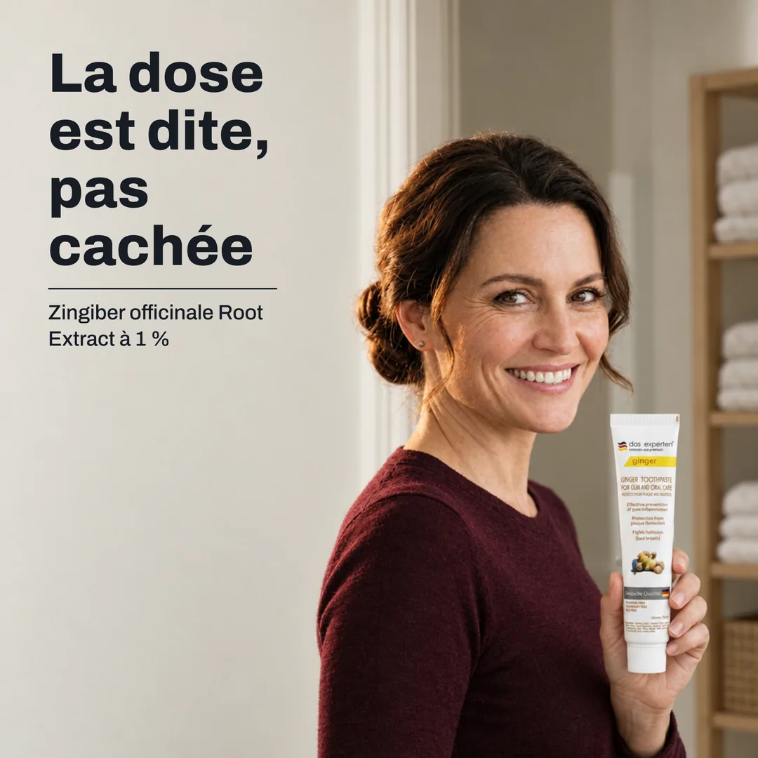 La dose est dite, pas cachée — Zingiber officinale Root Extract à 1 %