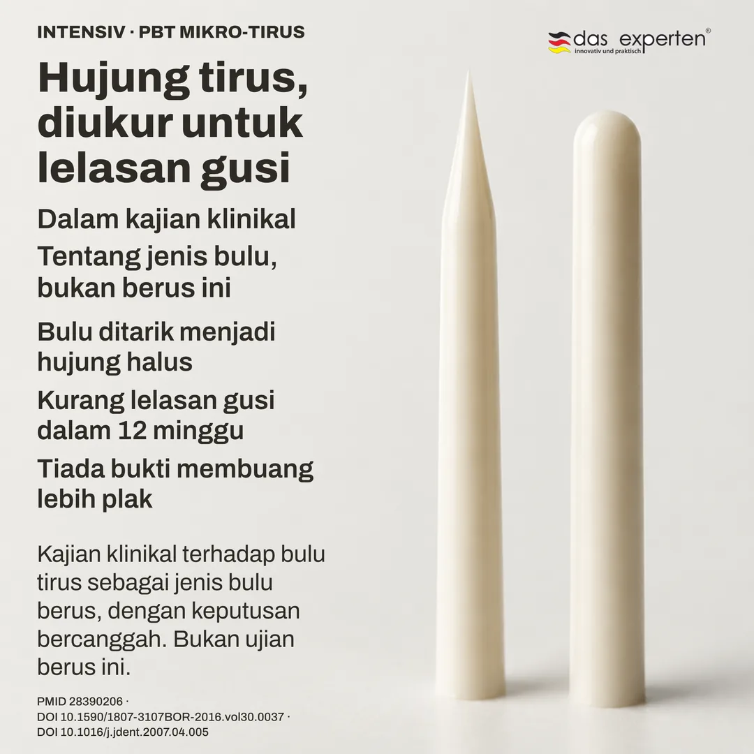 Kajian geometri bulu: profil hujung tirus di sebelah hujung bulat, lakaran skematik pada skala bukan sebenar