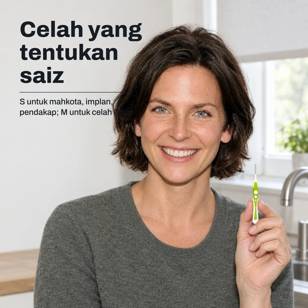 Celah yang tentukan saiz — S untuk mahkota, implan, pendakap; M untuk celah lebar