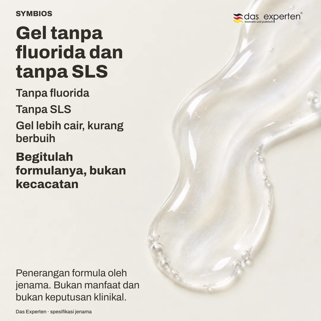 Ilustrasi gel lut sinar pada kepala berus, lebih cair daripada ubat gigi dan kurang berbuih