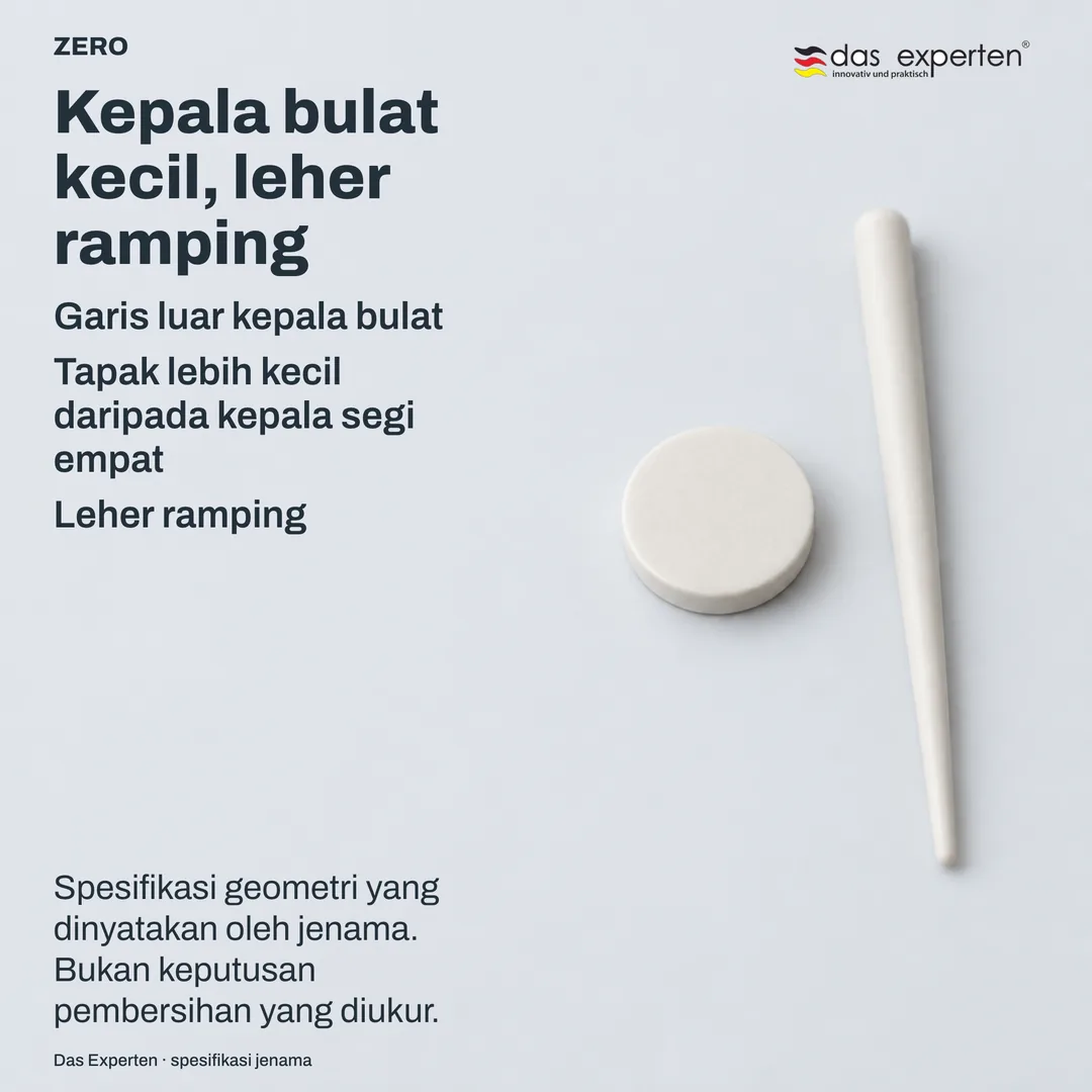 Skema teknikal rata: garis luar kepala bulat dan profil leher ramping, dilukis sebagai bentuk, bukan produk