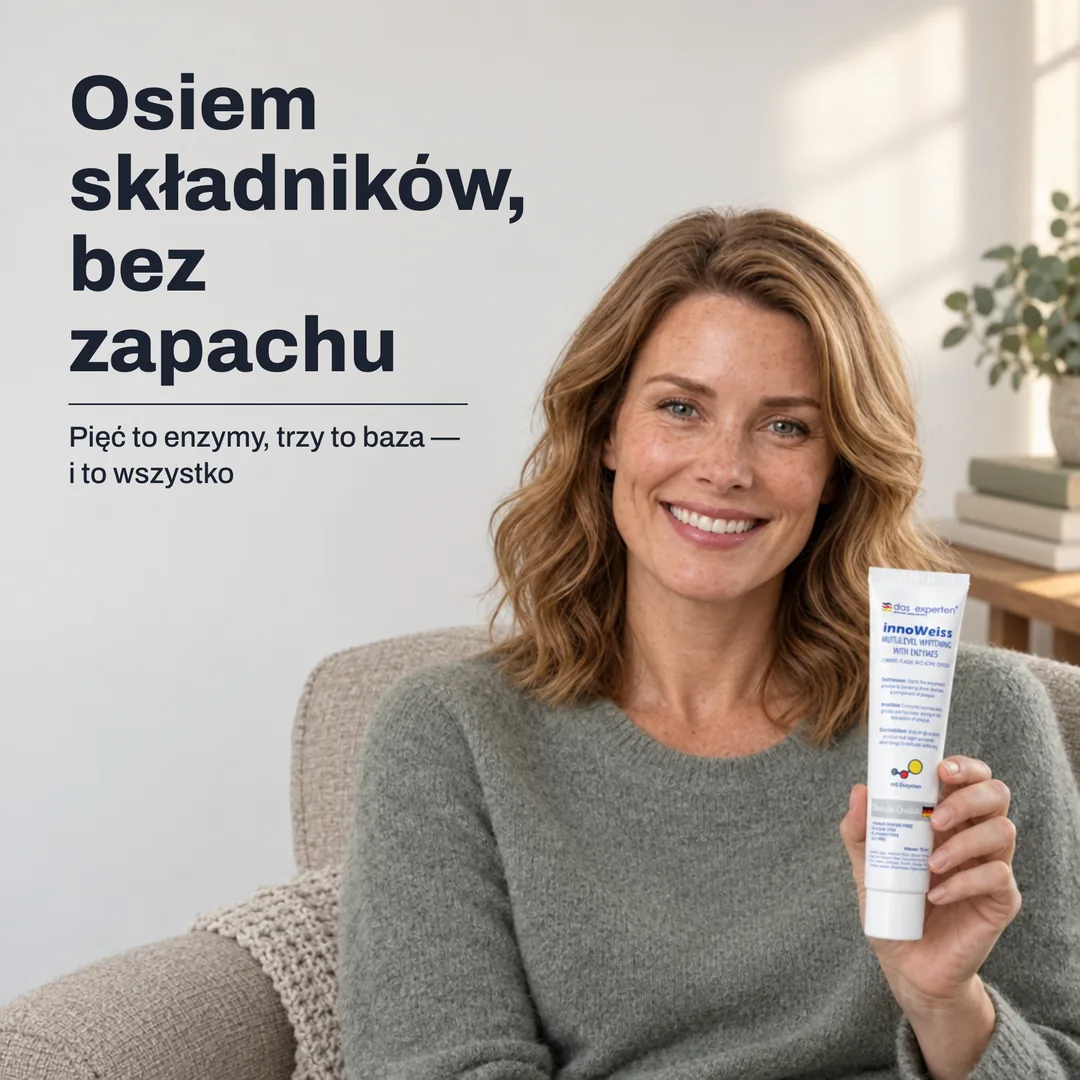 Osiem składników, bez zapachu — Pięć to enzymy, trzy to baza — i to wszystko
