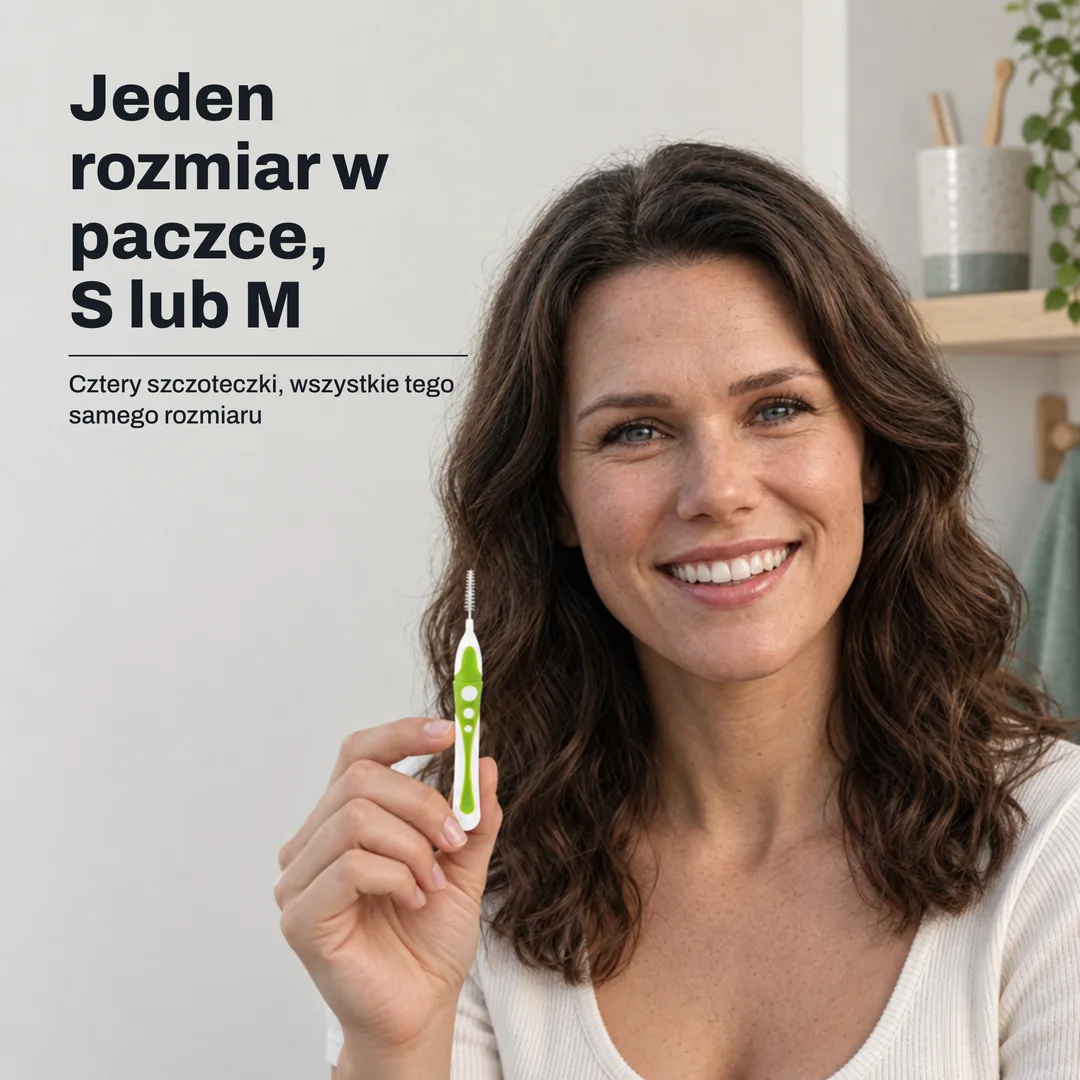 Jeden rozmiar w paczce, S lub M — Cztery szczoteczki, wszystkie tego samego rozmiaru