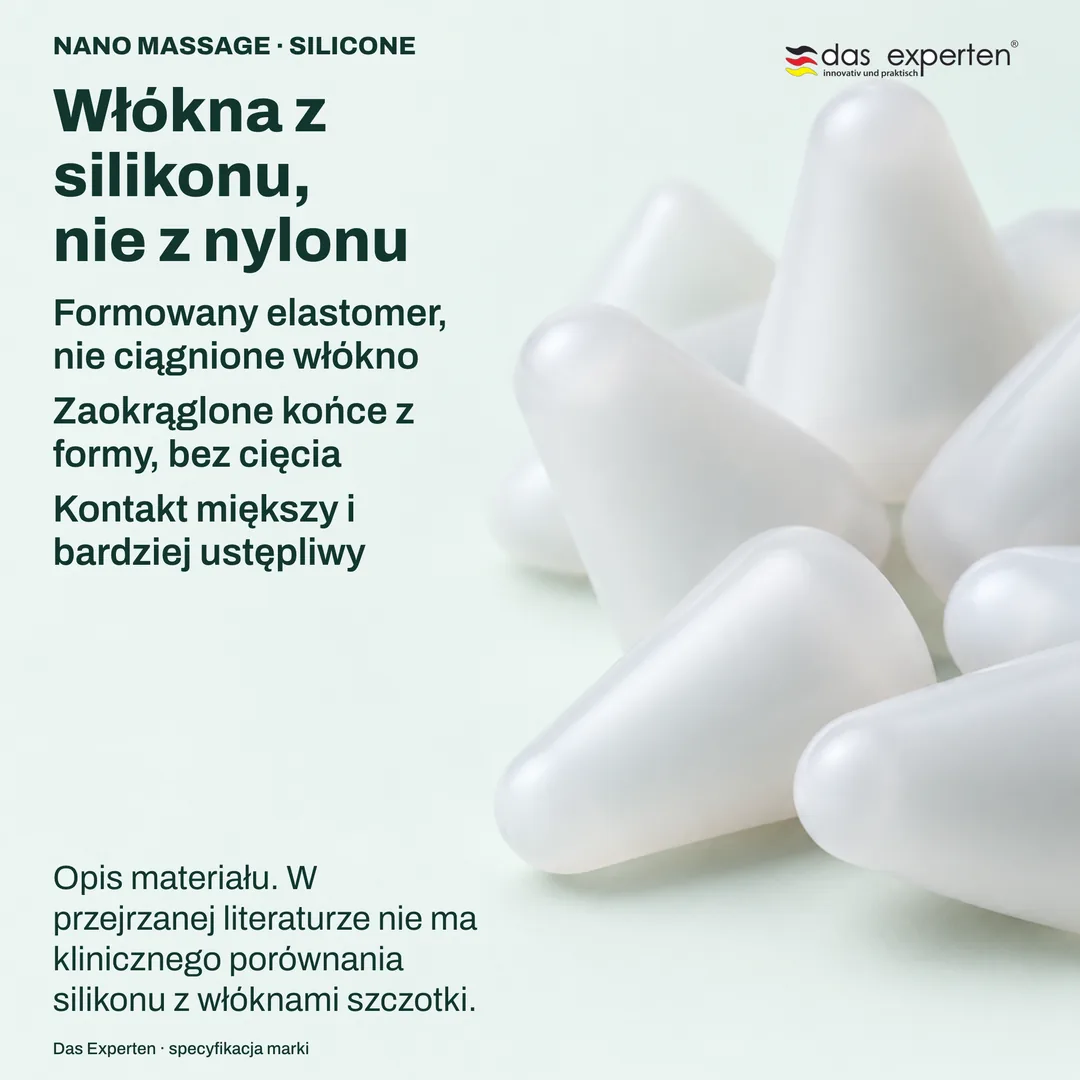 Studium tekstury formowanych końcówek silikonowych w skali umownej: powierzchnia materiału i zaokrąglony koniec