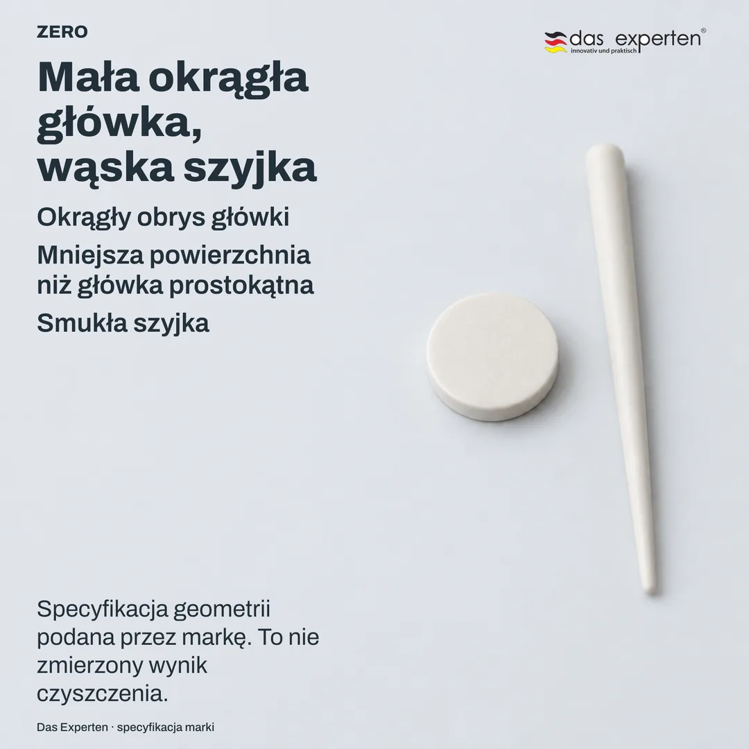 Płaski schemat techniczny: obrys okrągłej główki i profil smukłej szyjki, rysunek kształtu, a nie produktu