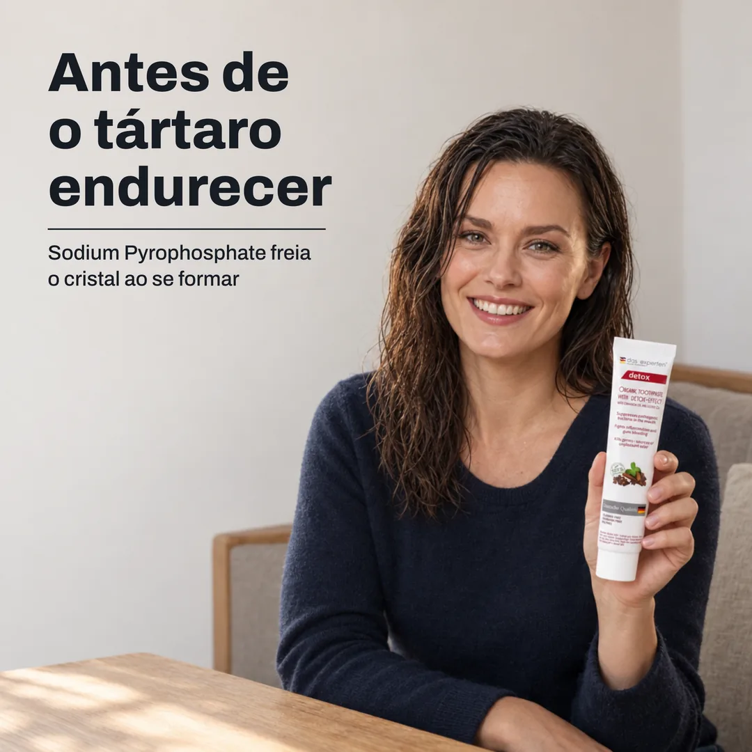 Antes de o tártaro endurecer — Sodium Pyrophosphate freia o cristal ao se formar