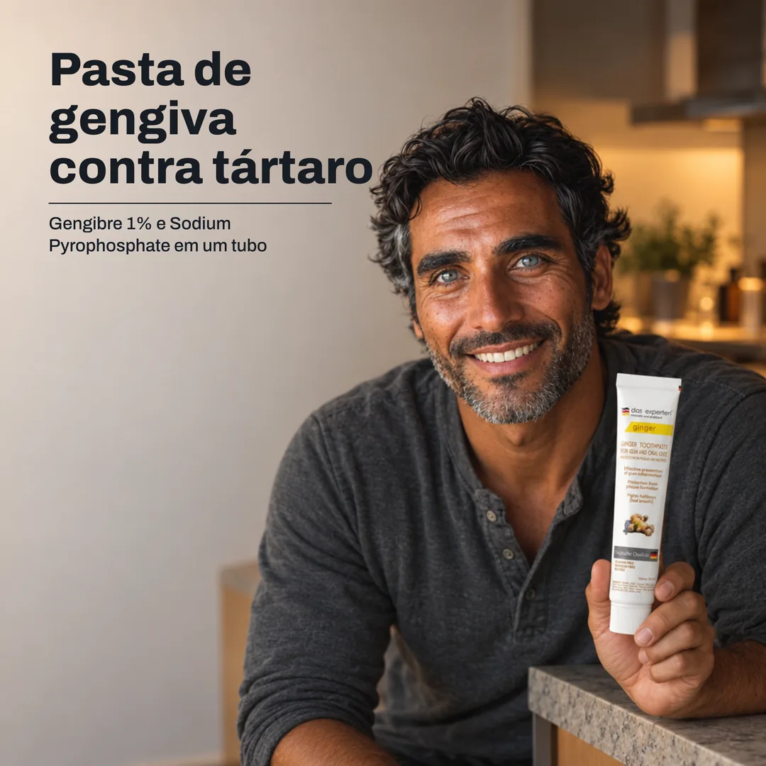 Pasta de gengiva contra tártaro — Gengibre 1% e Sodium Pyrophosphate em um tubo