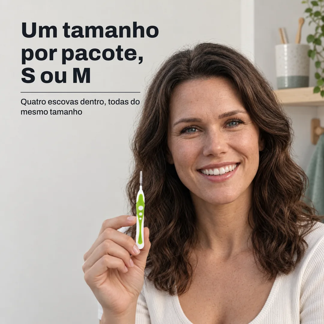 Um tamanho por pacote, S ou M — Quatro escovas dentro, todas do mesmo tamanho