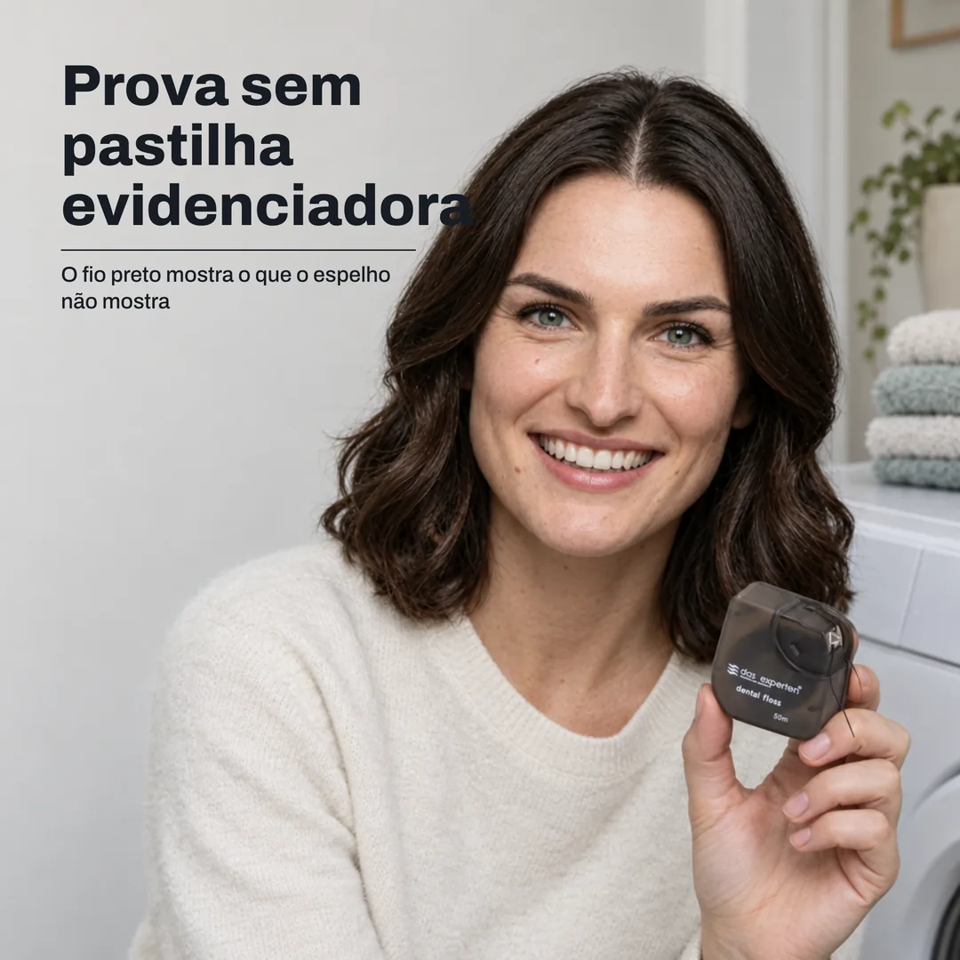 Prova sem pastilha evidenciadora — O fio preto mostra o que o espelho não mostra
