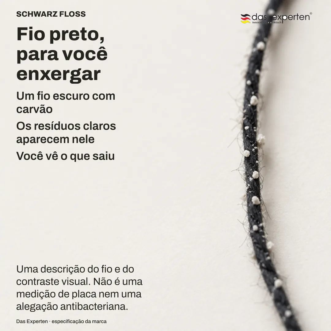 Estudo de contraste: material claro sobre um fio fino e escuro; o tema é a visibilidade de um sobre o outro