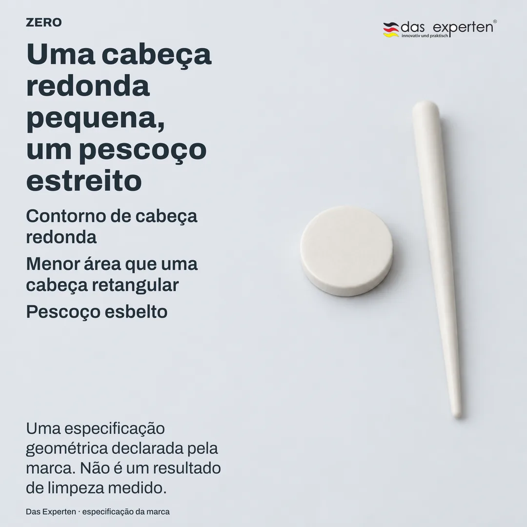 Esquema técnico plano: contorno de uma cabeça redonda e perfil de um pescoço esbelto, desenhados como forma