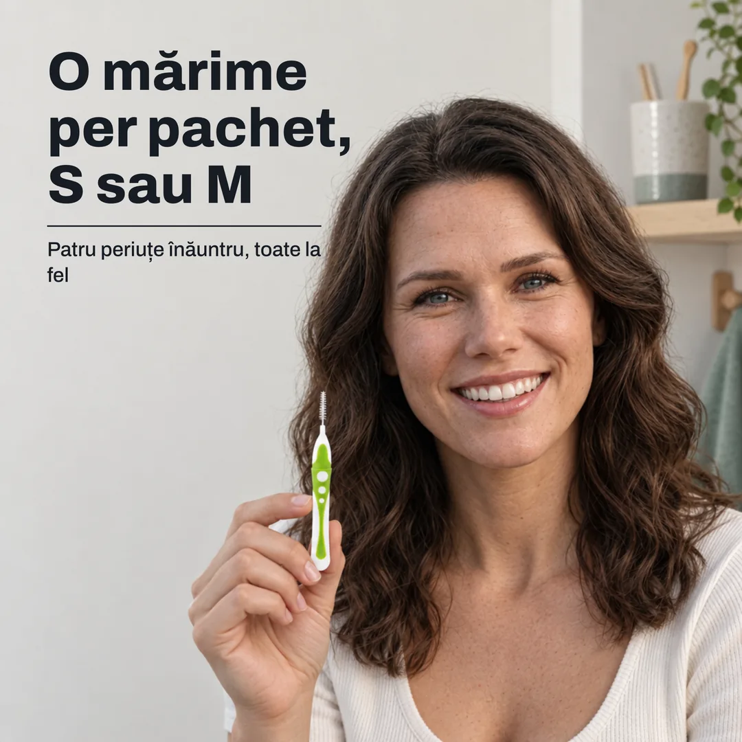 O mărime per pachet, S sau M — Patru periuțe înăuntru, toate la fel