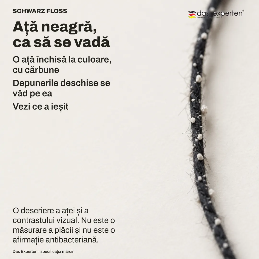 Studiu de contrast: material deschis la culoare pe o ață fină și închisă; subiectul este vizibilitatea unuia pe celălalt