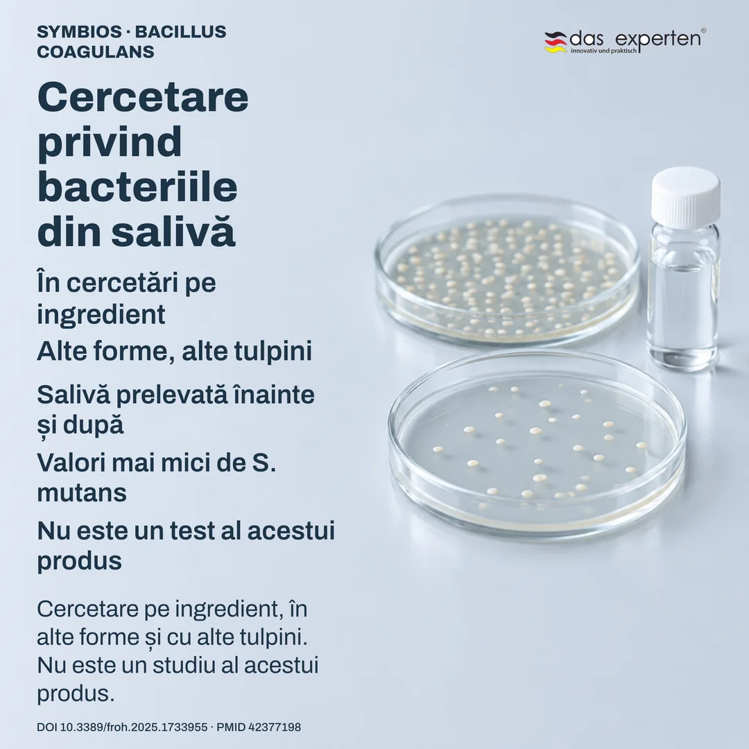 Scenă de laborator: probe de salivă și plăci de cultură etichetate — cercetare pe ingredient, nu pe produs