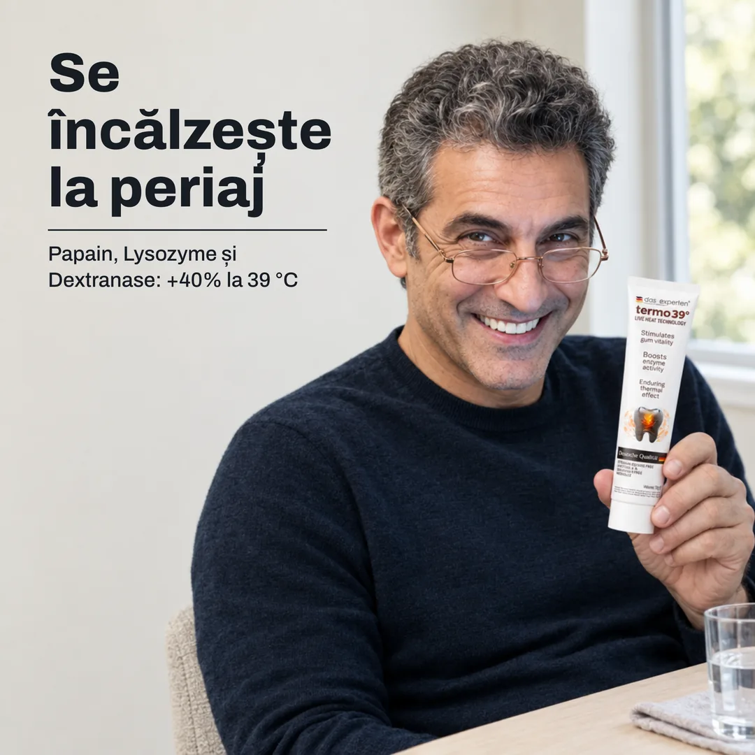 Se încălzește la periaj — Papain, Lysozyme și Dextranase: +40% la 39 °C