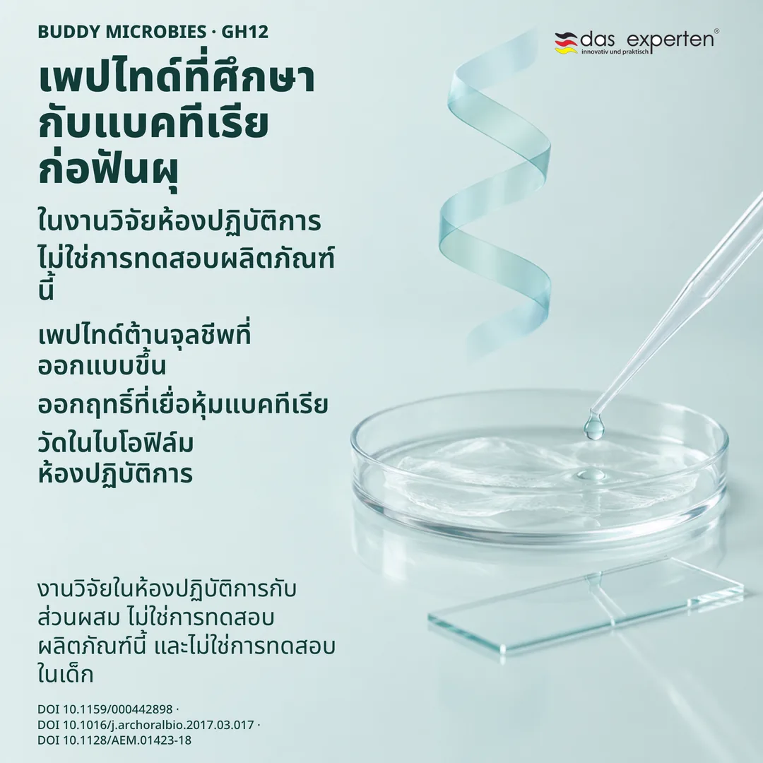 ภาพประกอบห้องปฏิบัติการ: ตัวอย่างไบโอฟิล์มที่วัดร่วมกับเพปไทด์ GH12 ศึกษาส่วนผสม ไม่ใช่ผลิตภัณฑ์