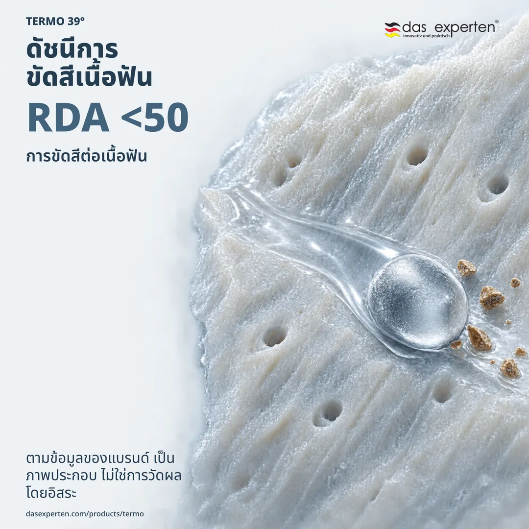 ภาพประกอบผิวเนื้อฟันพร้อมค่า RDA <50 ดัชนีการขัดสีเนื้อฟันตามข้อมูลจำเพาะของแบรนด์