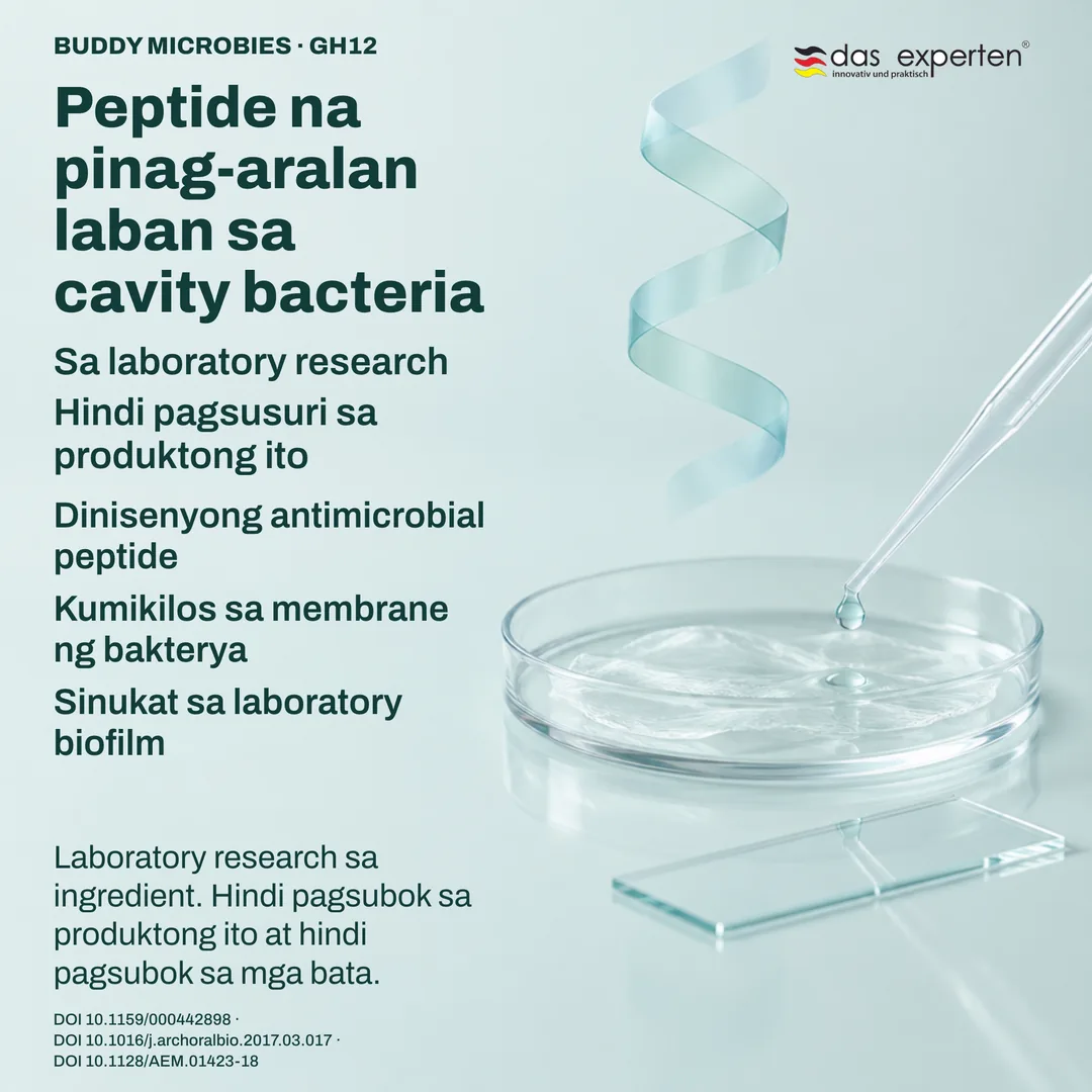 Ilustrasyon sa lab: mga biofilm sample na sinusukat kasama ang GH12 peptide, research sa ingredient