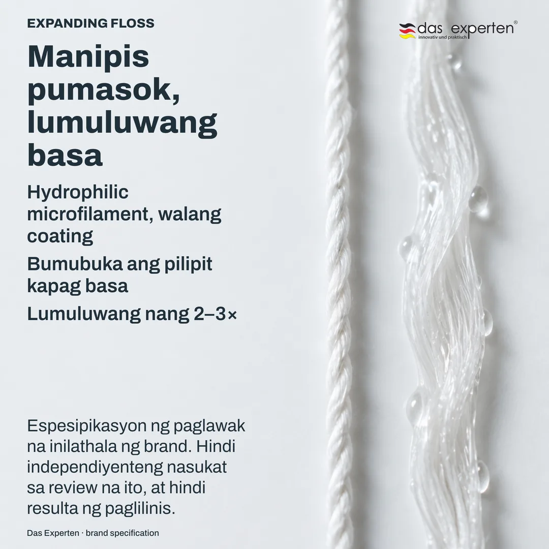 Pag-aaral ng materyal: bungkos ng pinong filament, tuyo at sikip sa isang gilid, basa at bukas sa kabila