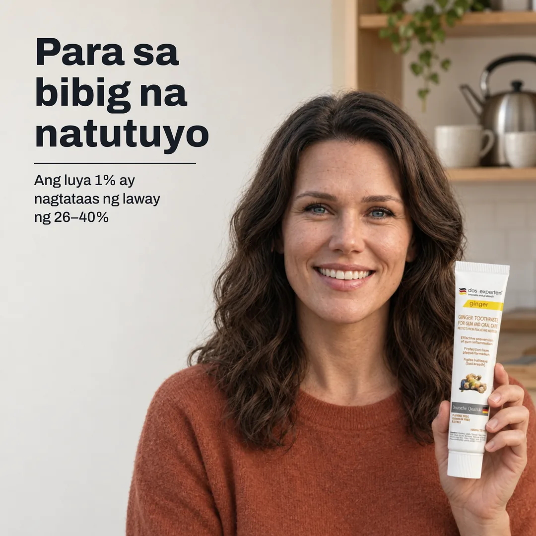 Para sa bibig na natutuyo — Ang luya 1% ay nagtataas ng laway ng 26–40%