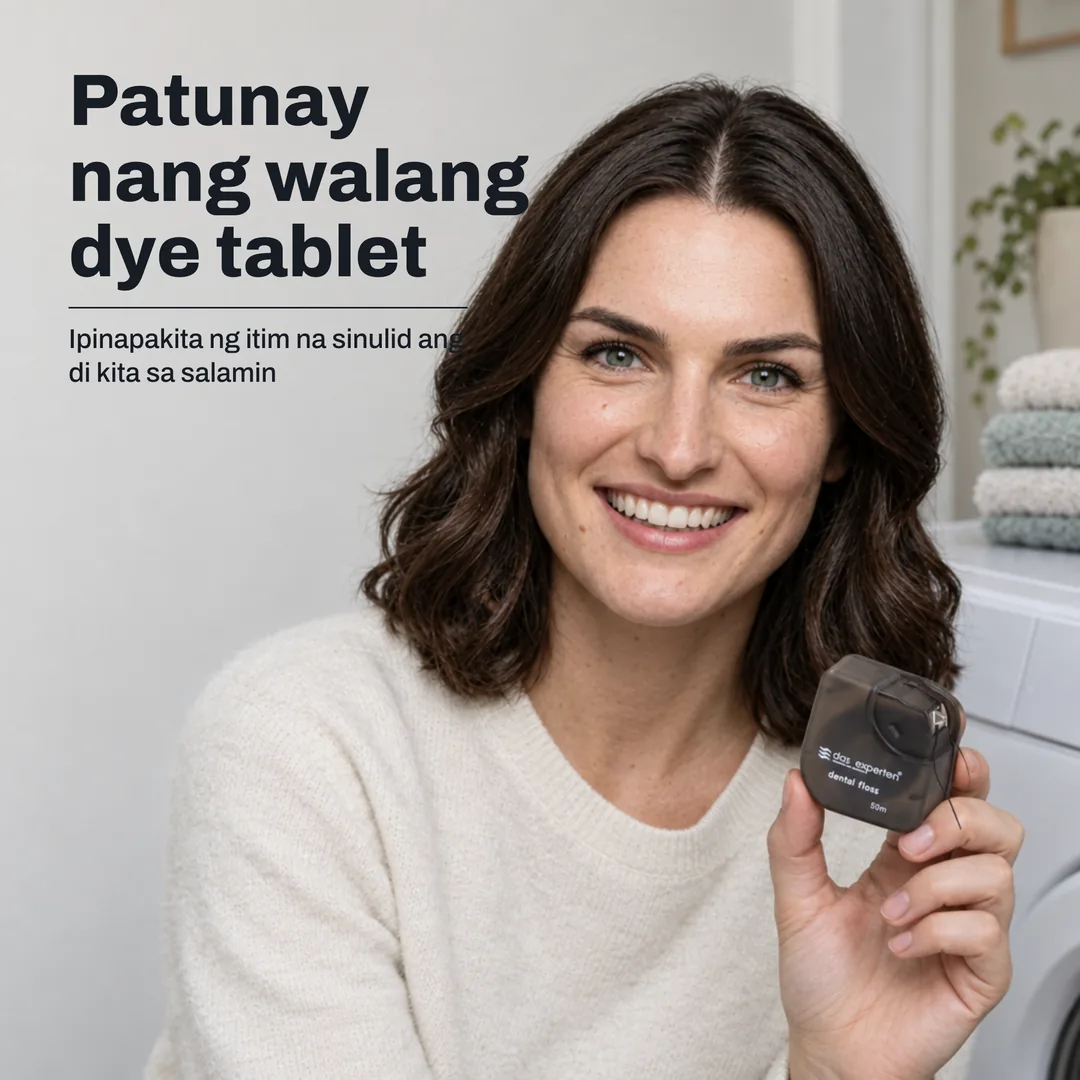 Patunay nang walang dye tablet — Ipinapakita ng itim na sinulid ang di kita sa salamin