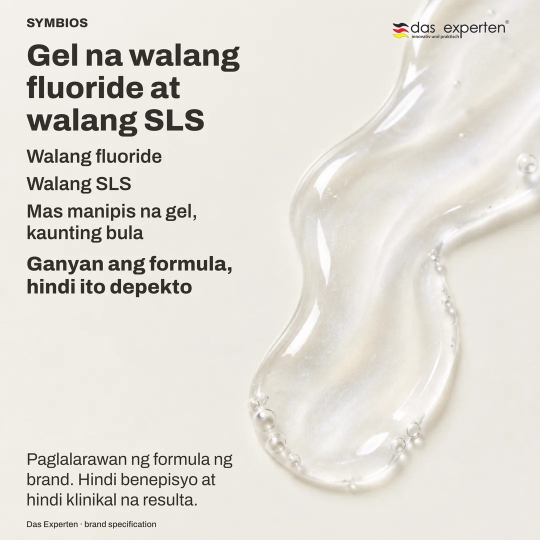 Ilustrasyon ng malinaw na gel sa brush head, mas manipis kaysa toothpaste at kaunti ang bula
