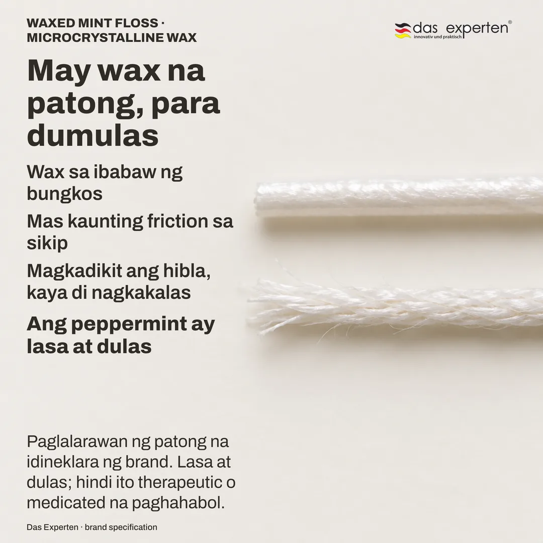 Pag-aaral ng materyal: pinalaking waxed na sinulid na tuloy-tuloy ang patong, katabi ang walang wax na nagkakalas