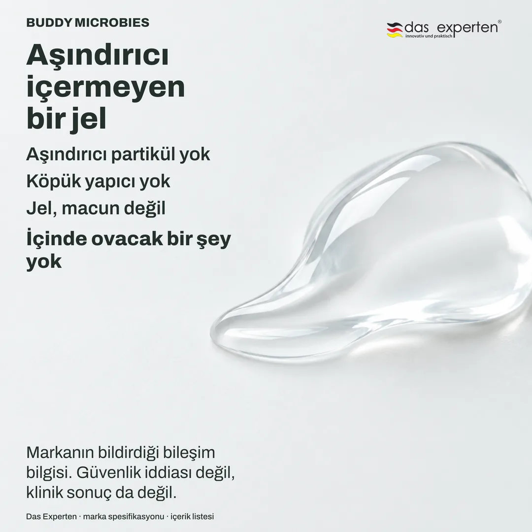 Küçük fırça başlığında köpüksüz berrak jel illüstrasyonu: markaya göre aşındırıcı içermeyen bir jel