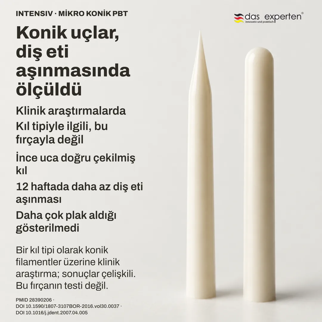 Kıl geometrisi incelemesi: konik uç profili ile yuvarlak uç profili yan yana, gerçek ölçekte olmayan şema