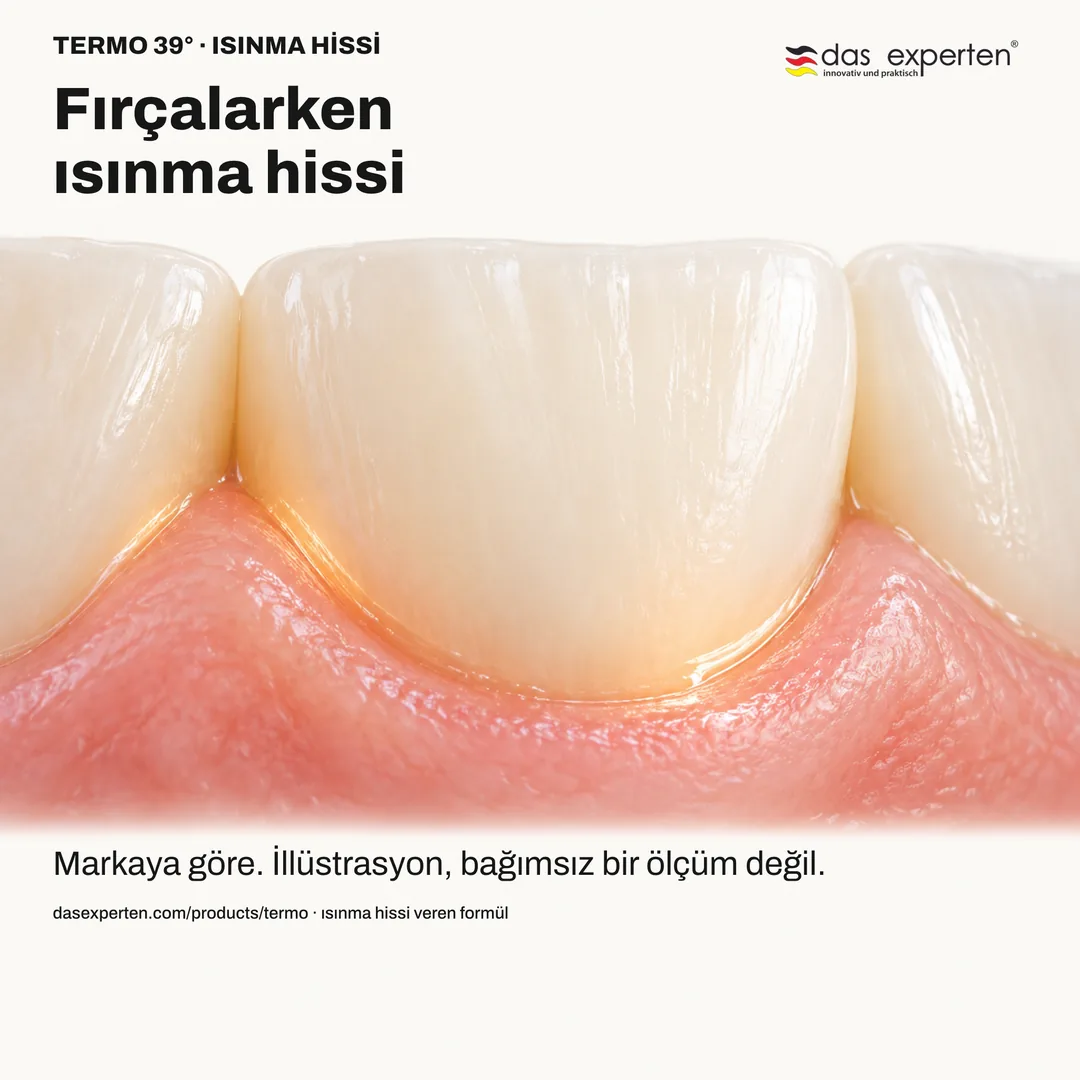 TERMO 39° ile fırçalarken ısınma hissinin illüstrasyonu, formülün duyusal özelliği