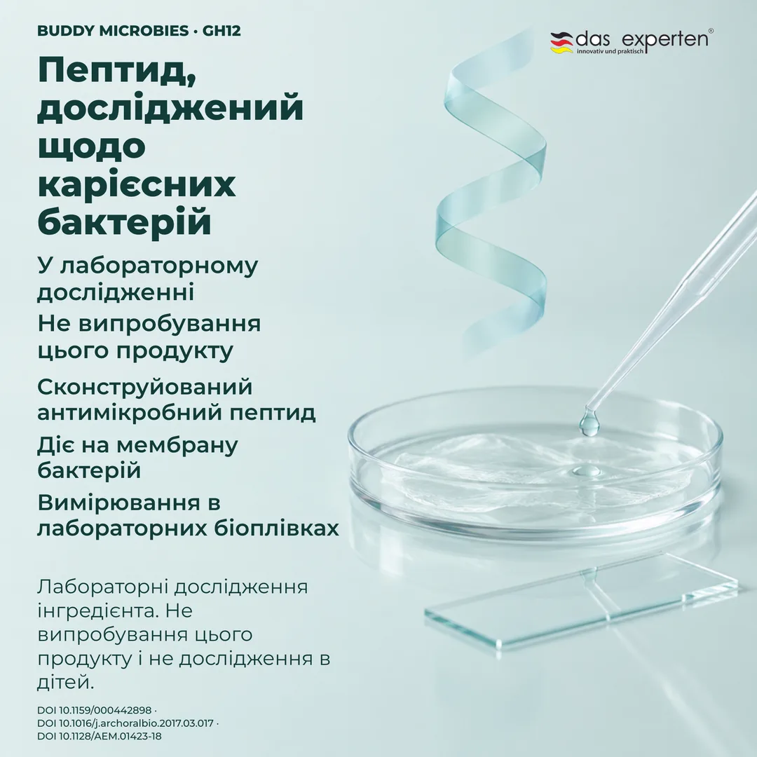 Лабораторна ілюстрація: зразки біоплівки під вимірюванням із пептидом GH12 — дослідження інгредієнта