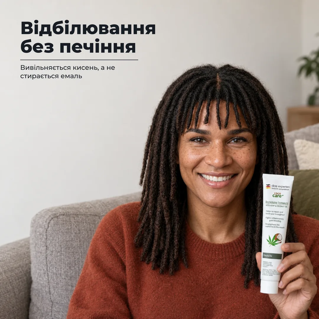 Відбілювання без печіння — Вивільняється кисень, а не стирається емаль